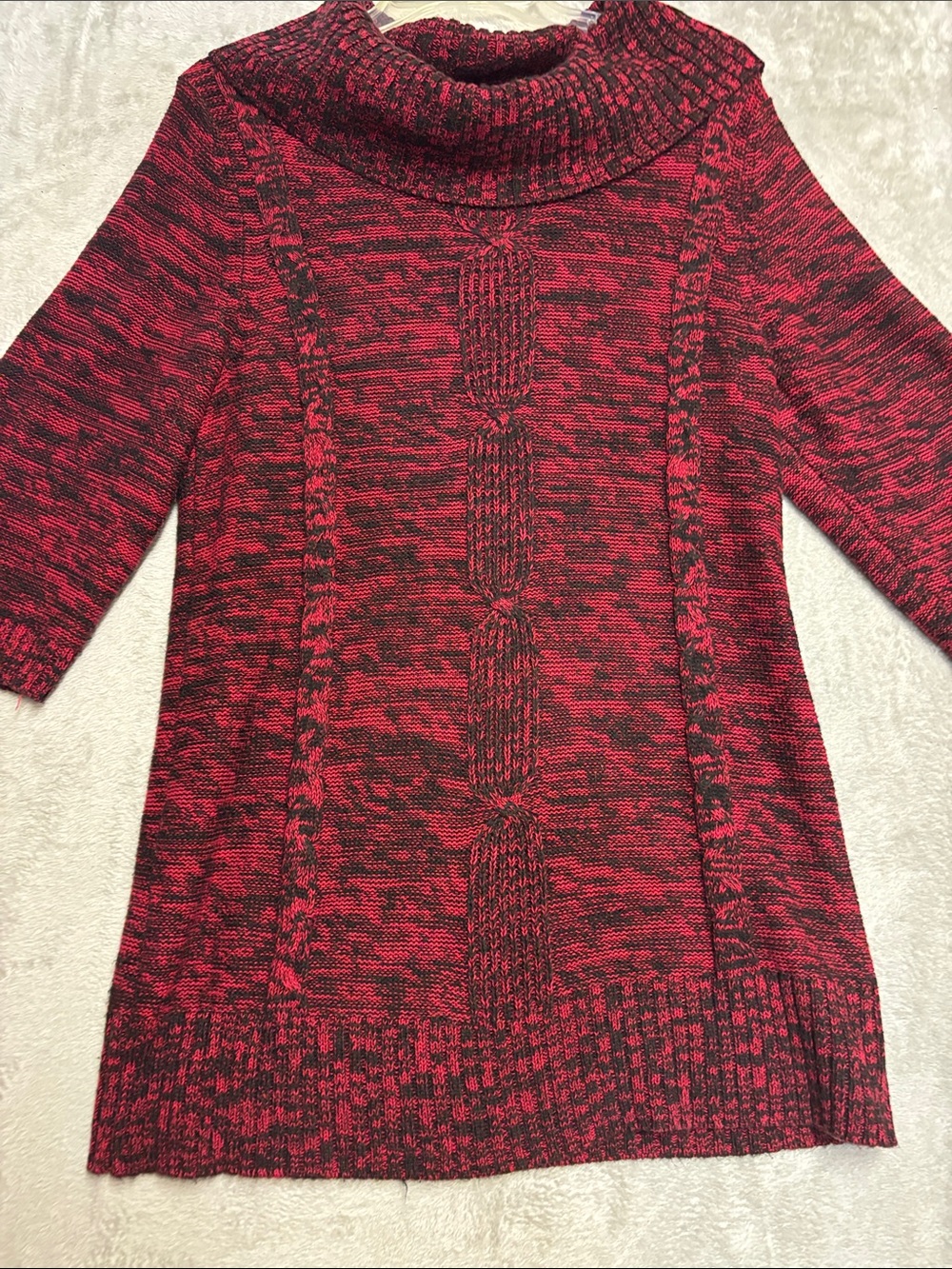Kim Rodger Red & Black Cowl Neck Sweater Size Large Like New